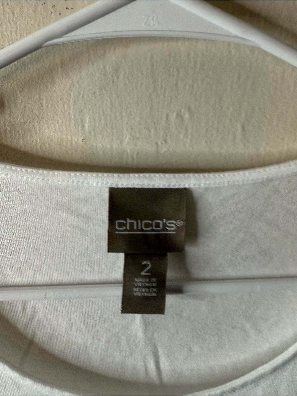 Chicos White Embroidered Hem 3/4 Sleeve Blouse 2 - Picture 3 of 6
